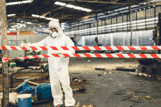 Professional Sewage Cleanup technician working in Visalia, CA